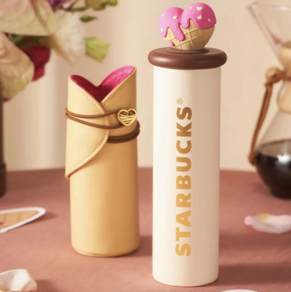 NWT Starbucks 2023 Valentine's Day Heart Biscuit SS Tumbler with Sleeve